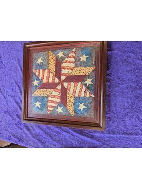 Framed Decorative Wall Art with Star Pattern
